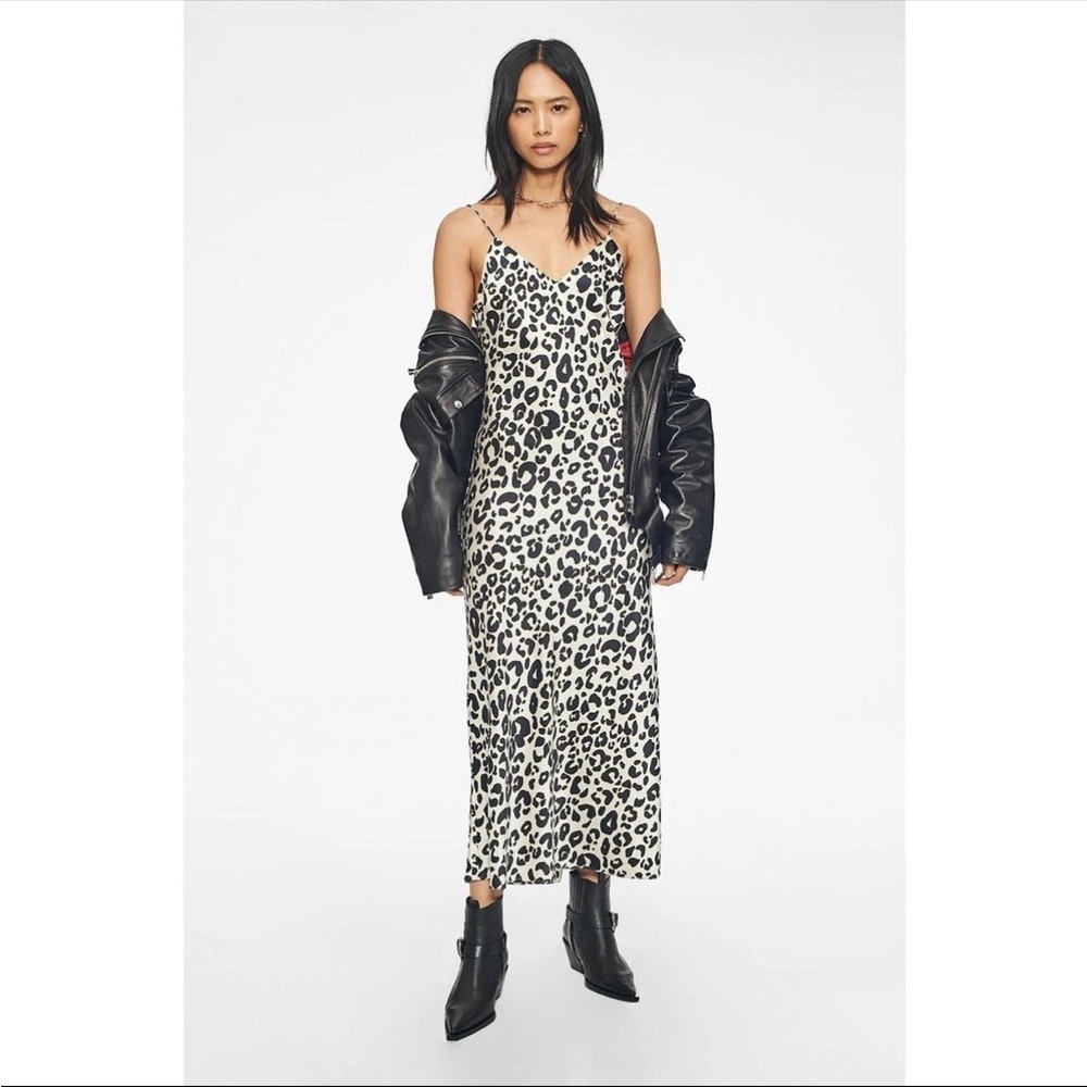 Anine Bing Rosemary Silk Leopard-Print Slip Dress Large $450 - Picture 3 of 8